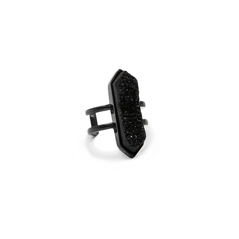 NEW! Kinsley Armelle Black Magna Raven Quartz Ring